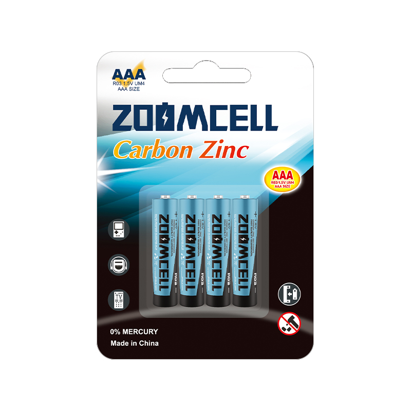 R03 UM4 AAA 1.5V แบตเตอรี่คาร์บอนสังกะสีที่ทนทานเป็นพิเศษสำหรับไฟฉายและวิทยุ